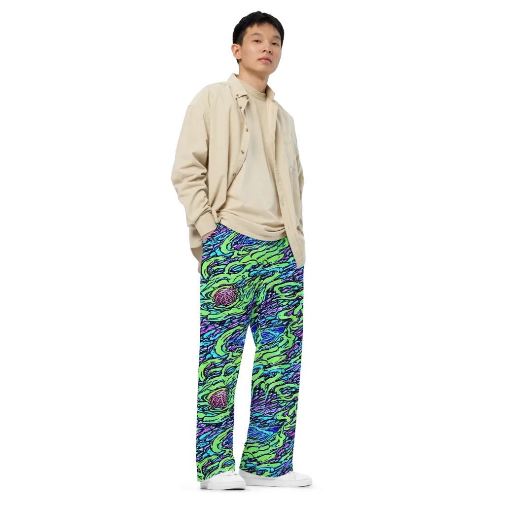 Neon Bloom Current on Wide-Leg Pants — Right Front