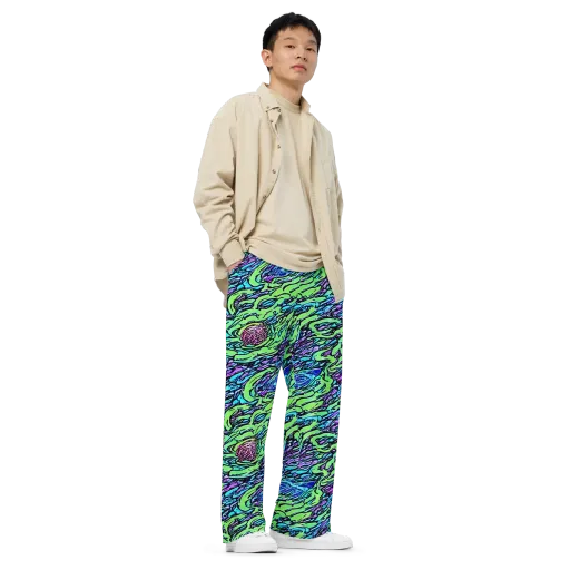 Neon Bloom Current on a Wide-Leg Pants