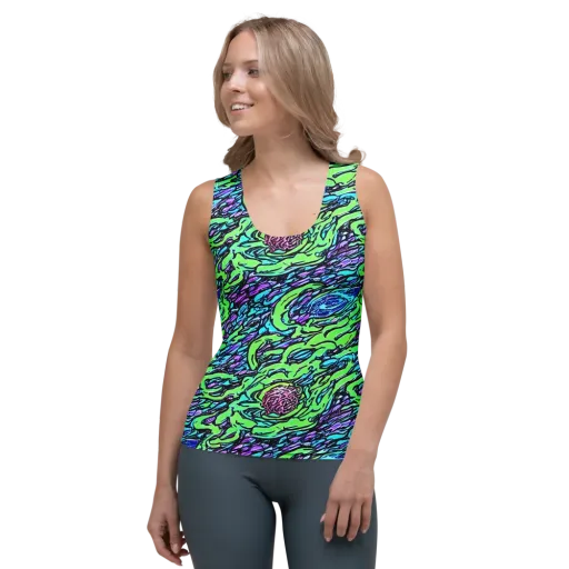 Neon Bloom Current on a Women's Tank Top