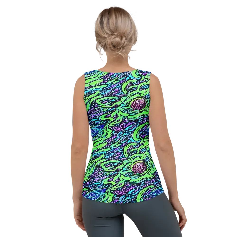 Neon Bloom Current on Women's Tank Top — Back