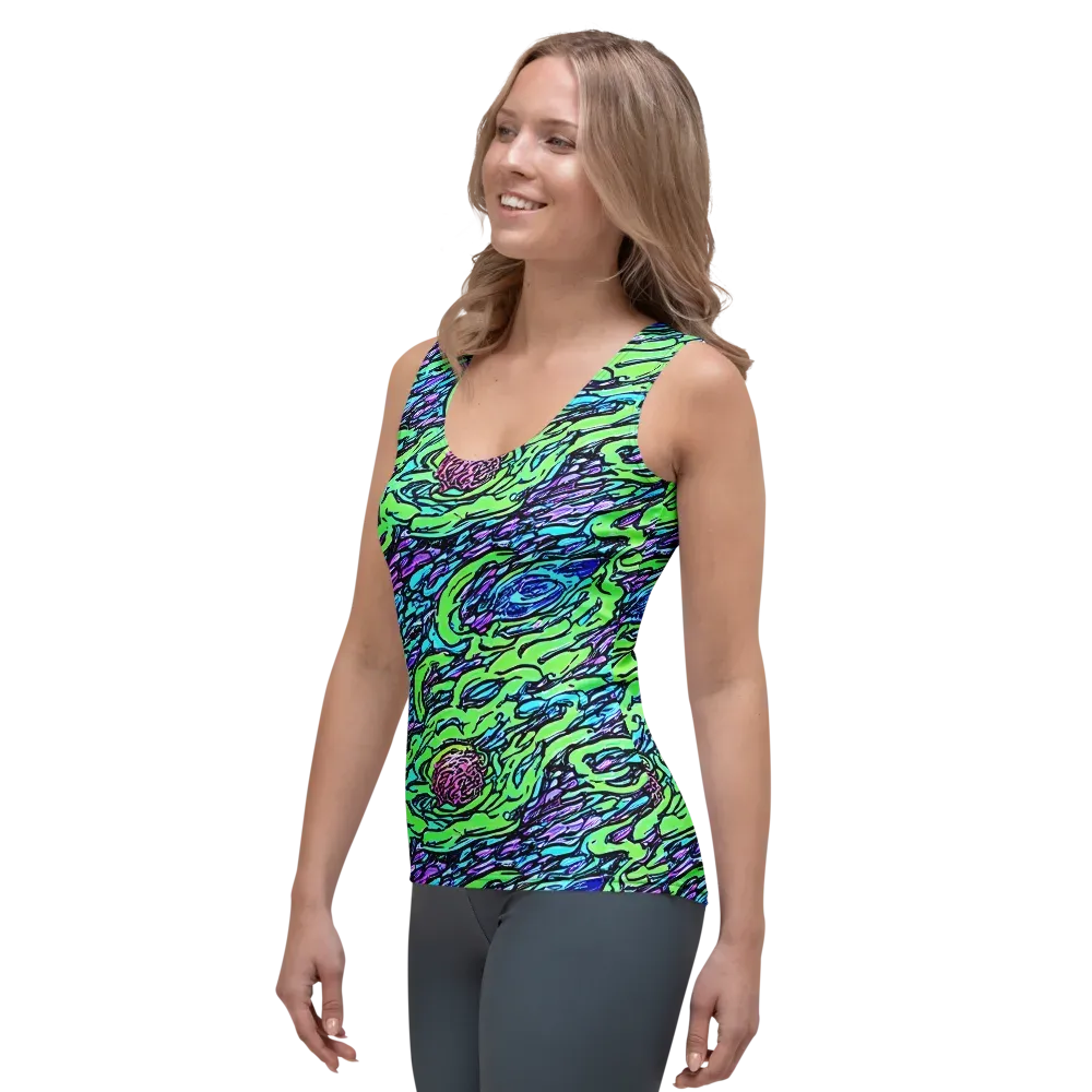 Neon Bloom Current on Women's Tank Top — Left Front