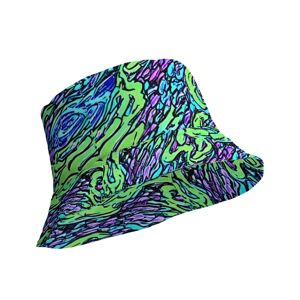 Neon Bloom Current on Reversible Bucket Hat — Product details Outside