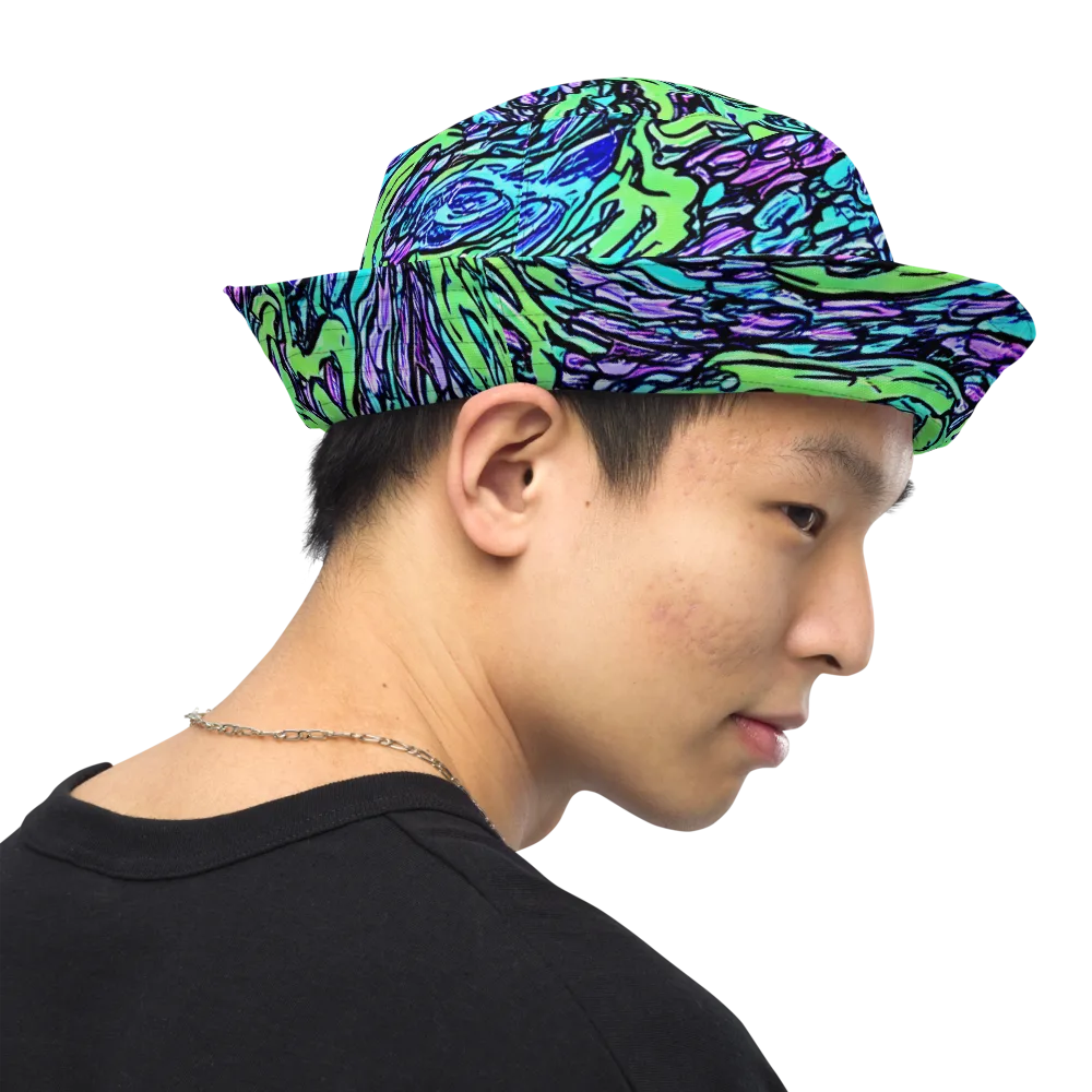 Neon Bloom Current on Reversible Bucket Hat — Right Outside