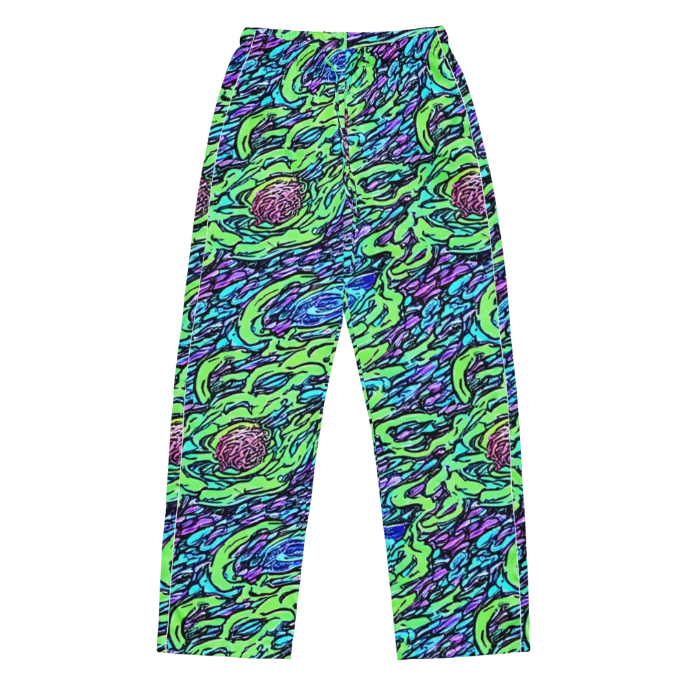 Neon Bloom Current on Women's Pajama Pants — Front