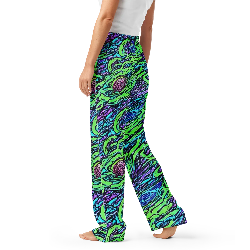 Neon Bloom Current on Women's Pajama Pants — Left