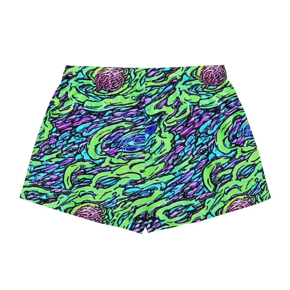 Neon Bloom Current on Women's Pajama Shorts — Back