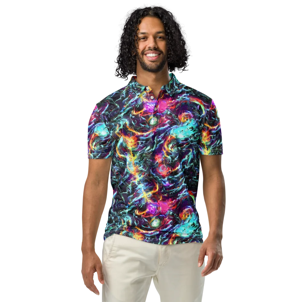 Fathomless Glow on Men's Slim Fit Polo Shirt — Front