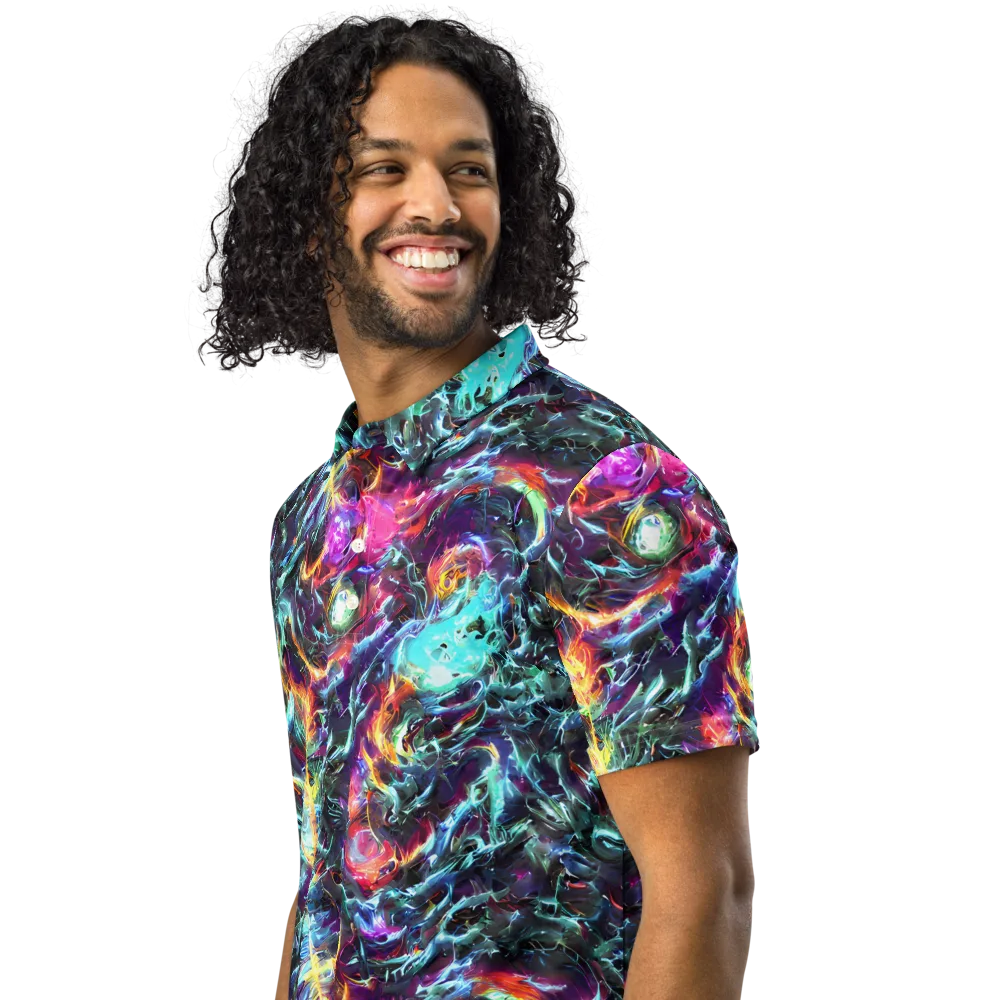 Fathomless Glow on Men's Slim Fit Polo Shirt — Left Front