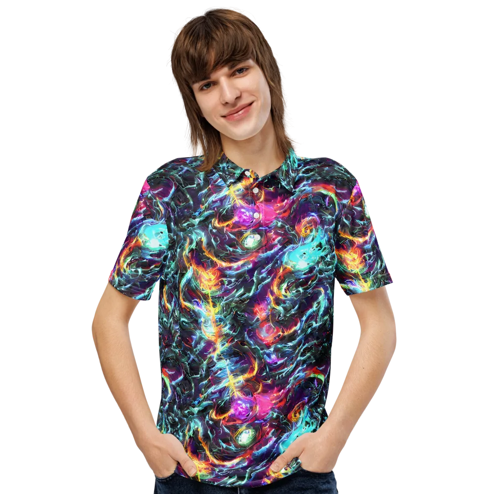Fathomless Glow on Men's Slim Fit Polo Shirt — Front