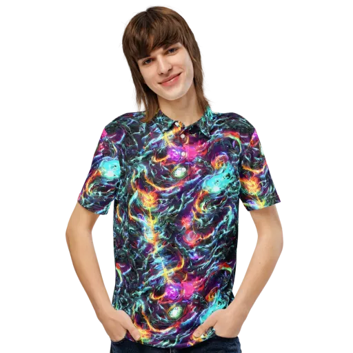 Fathomless Glow on a Men's Slim Fit Polo Shirt