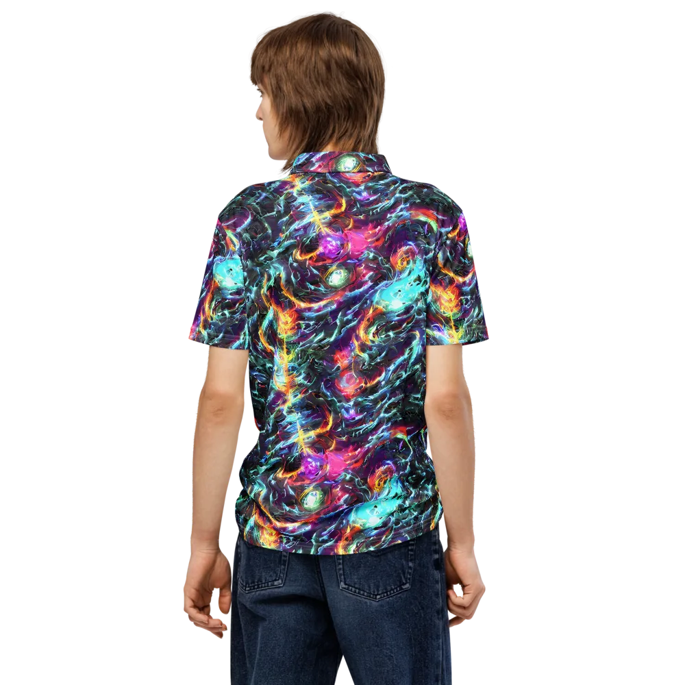 Fathomless Glow on Men's Slim Fit Polo Shirt — Back
