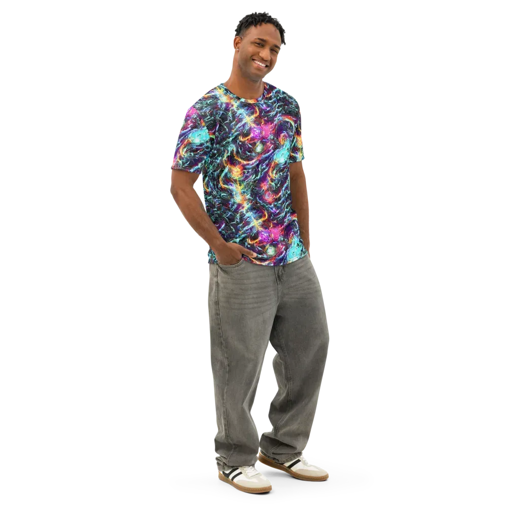 Fathomless Glow on Men's Cotton Crew Neck T-Shirt — Right Front