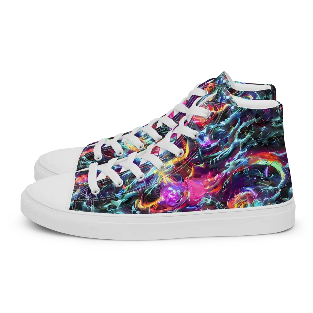 Fathomless Glow on Men's High Top Canvas Shoes — Left