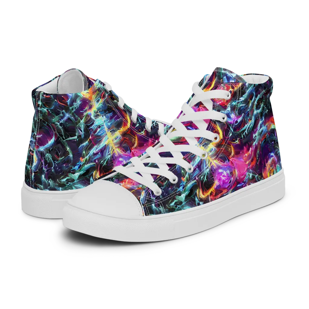 Fathomless Glow on Men's High Top Canvas Shoes — Left