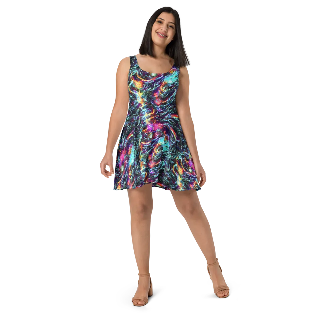 Fathomless Glow on Skater Dress — Front