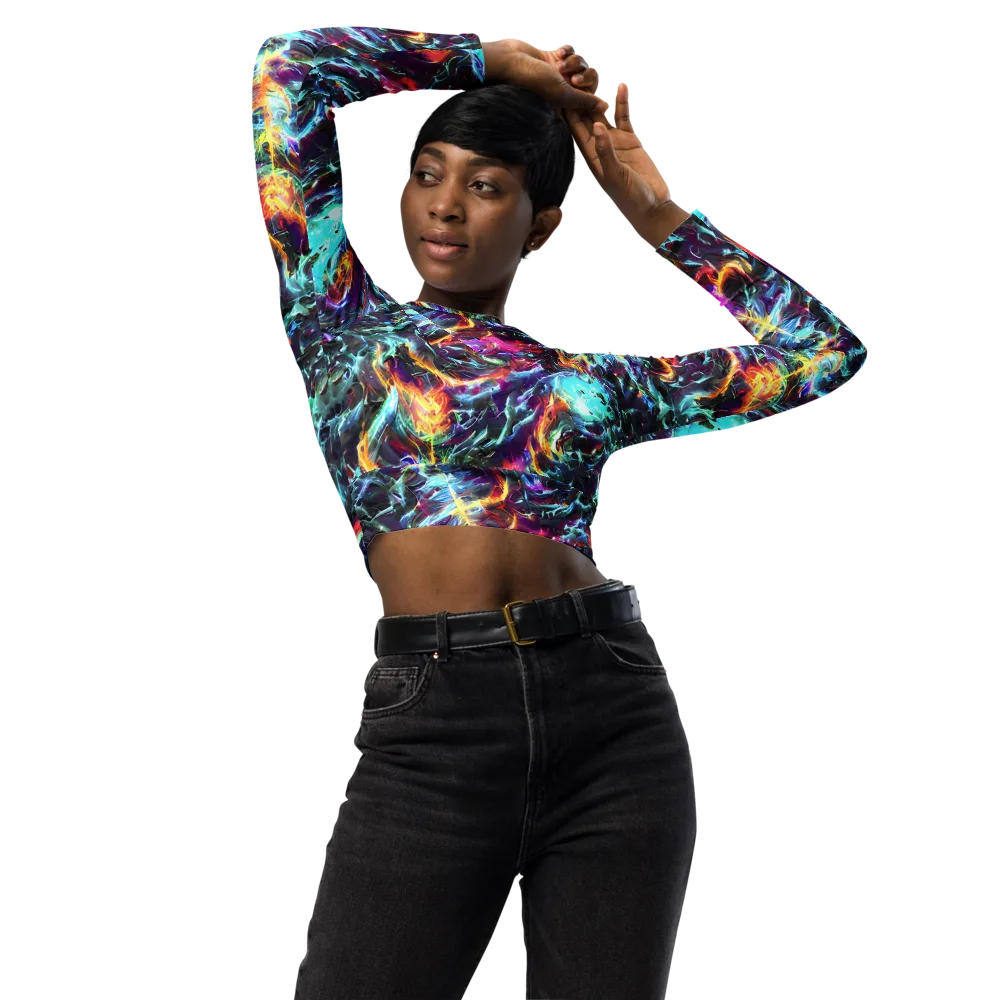Fathomless Glow on Long Sleeve Crop Top — Front