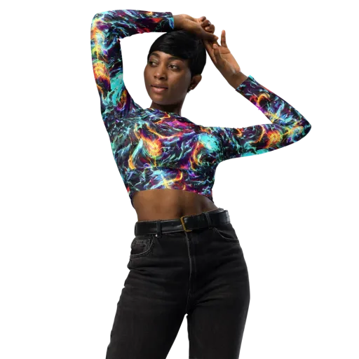Fathomless Glow on a Long Sleeve Crop Top