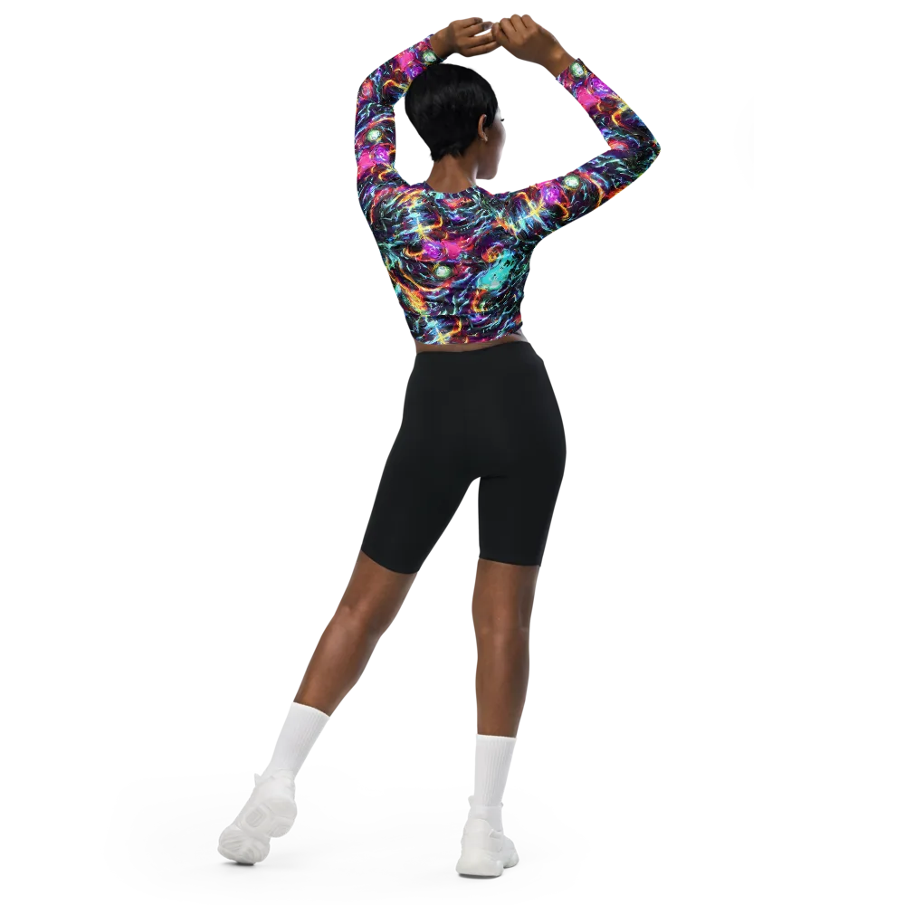 Fathomless Glow on Long Sleeve Crop Top — Back