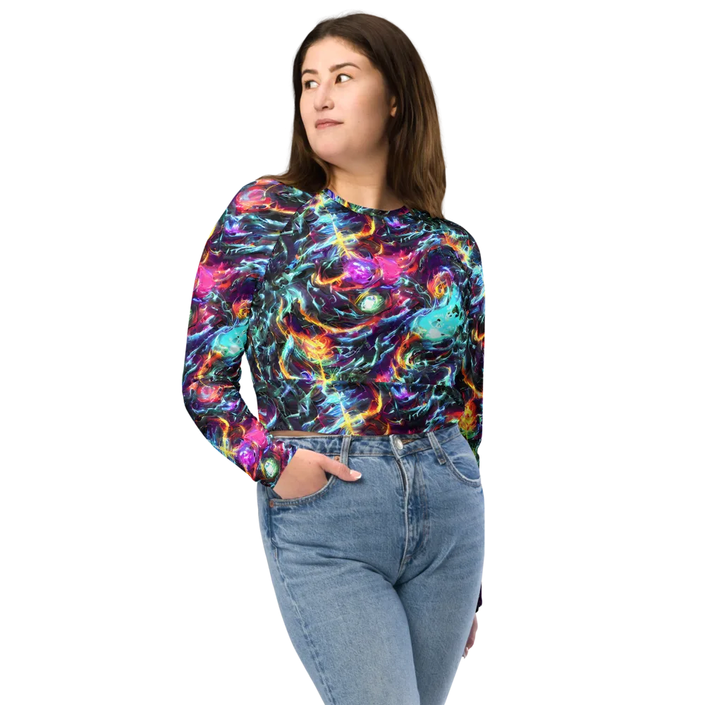 Fathomless Glow on Long Sleeve Crop Top — Front
