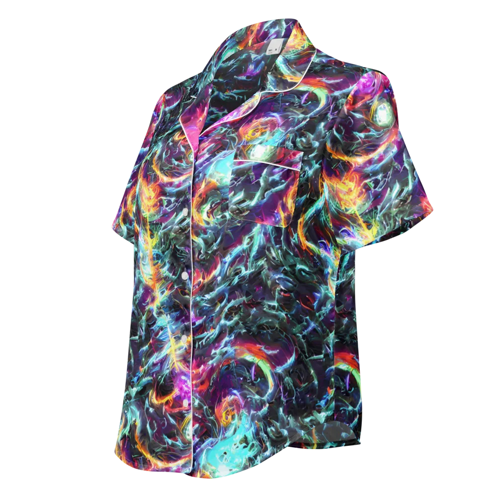 Fathomless Glow on Women's Short Sleeve Pajama Top — Left Front