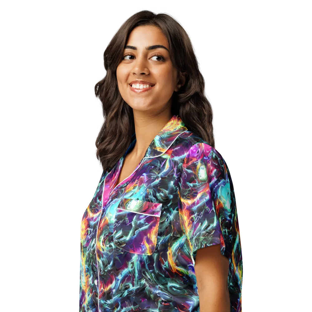 Fathomless Glow on Women's Short Sleeve Pajama Top — Left Front