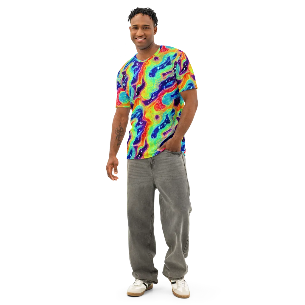 Nova Marble on Men's Cotton Crew Neck T-Shirt — Front