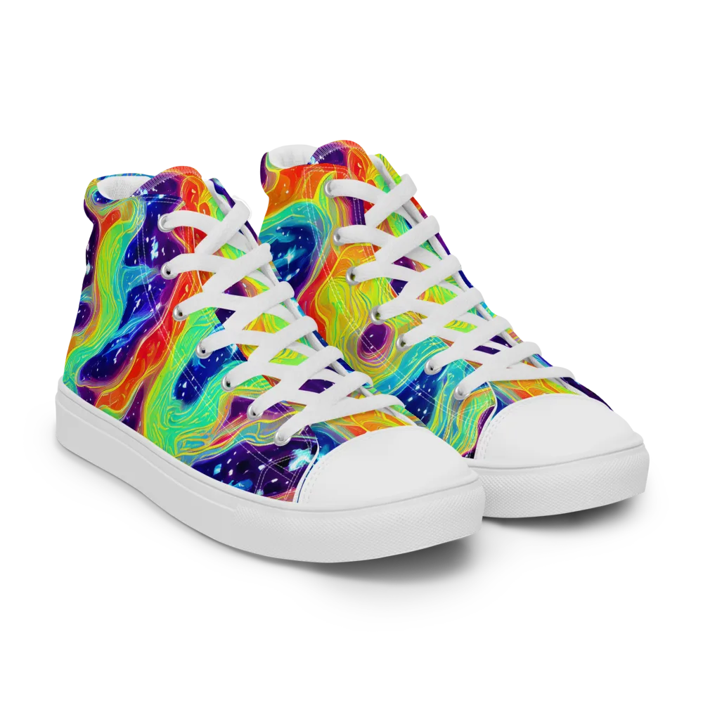 Nova Marble on Men's High Top Canvas Shoes — Right Front