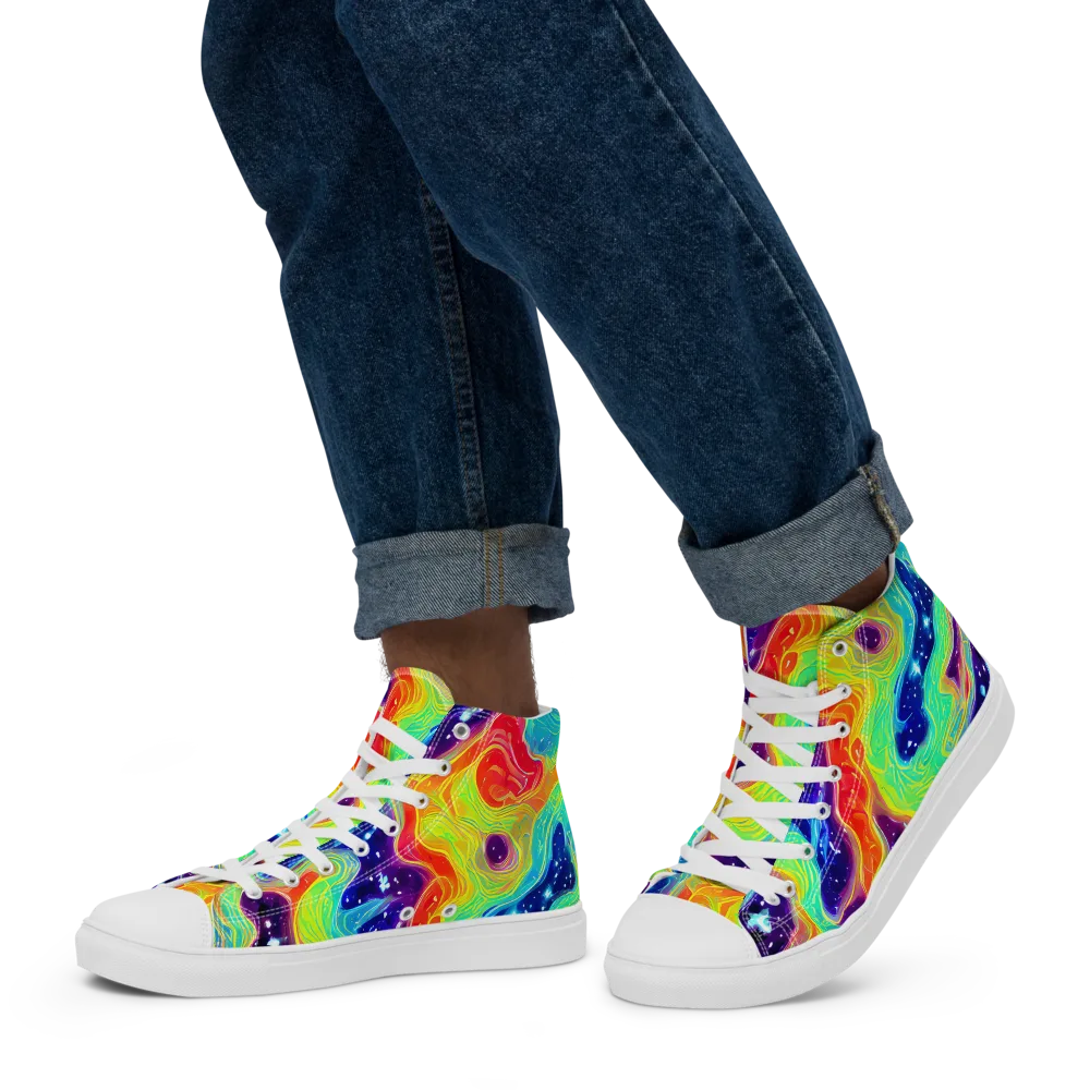 Nova Marble on Men's High Top Canvas Shoes — Left