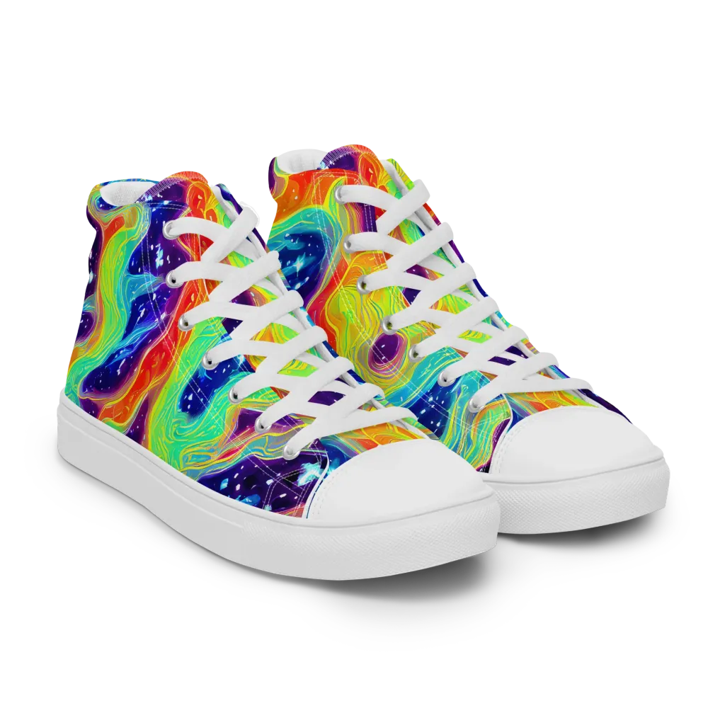 Nova Marble on Women's High Top Canvas Shoes — Right Front