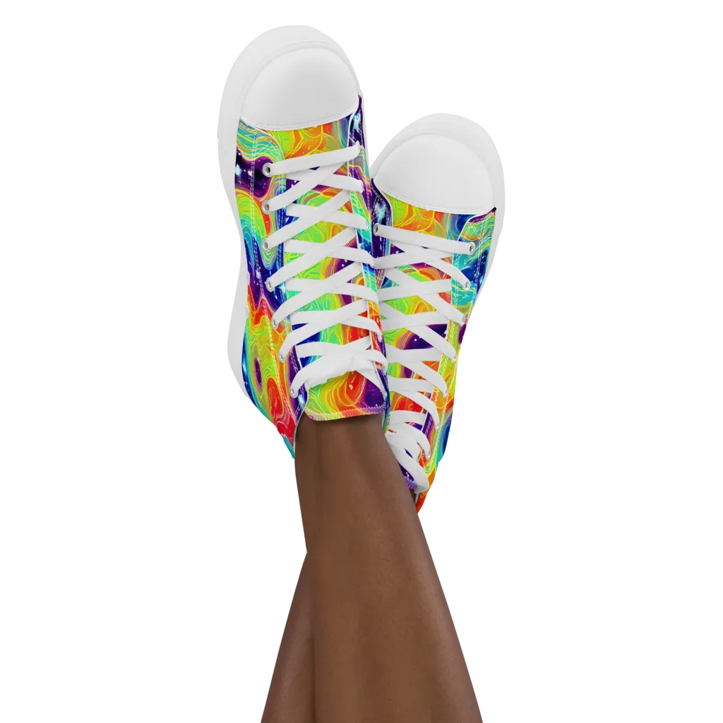 Nova Marble on Women's High Top Canvas Shoes — Front