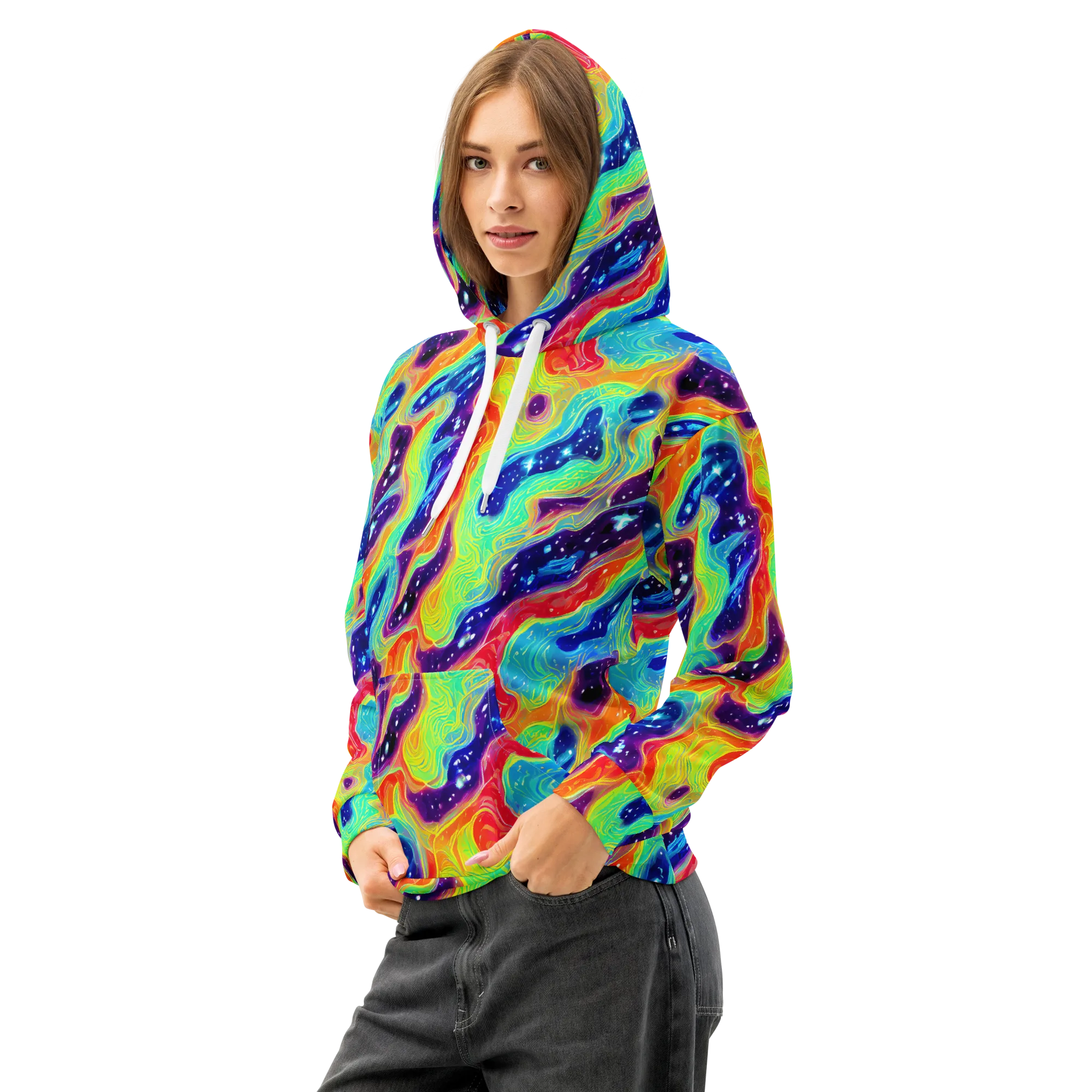 Nova Marble on Cotton Hoodie — Left Front