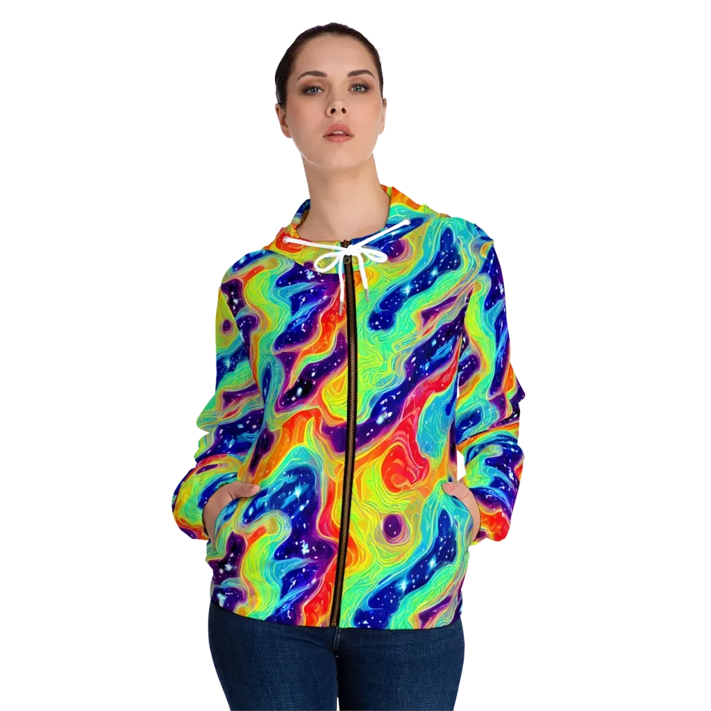 Nova Marble on Women's Full-Zip Hoodie — Front On Person