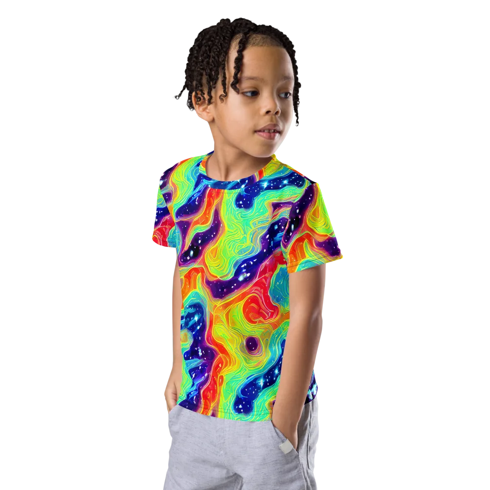 Nova Marble on Kids Crew Neck T-Shirt — Left Front
