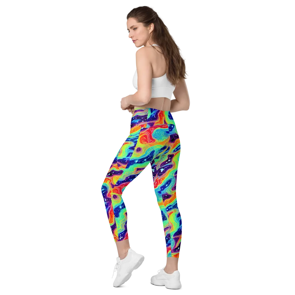 Nova Marble on Leggings with Pockets — Left Back