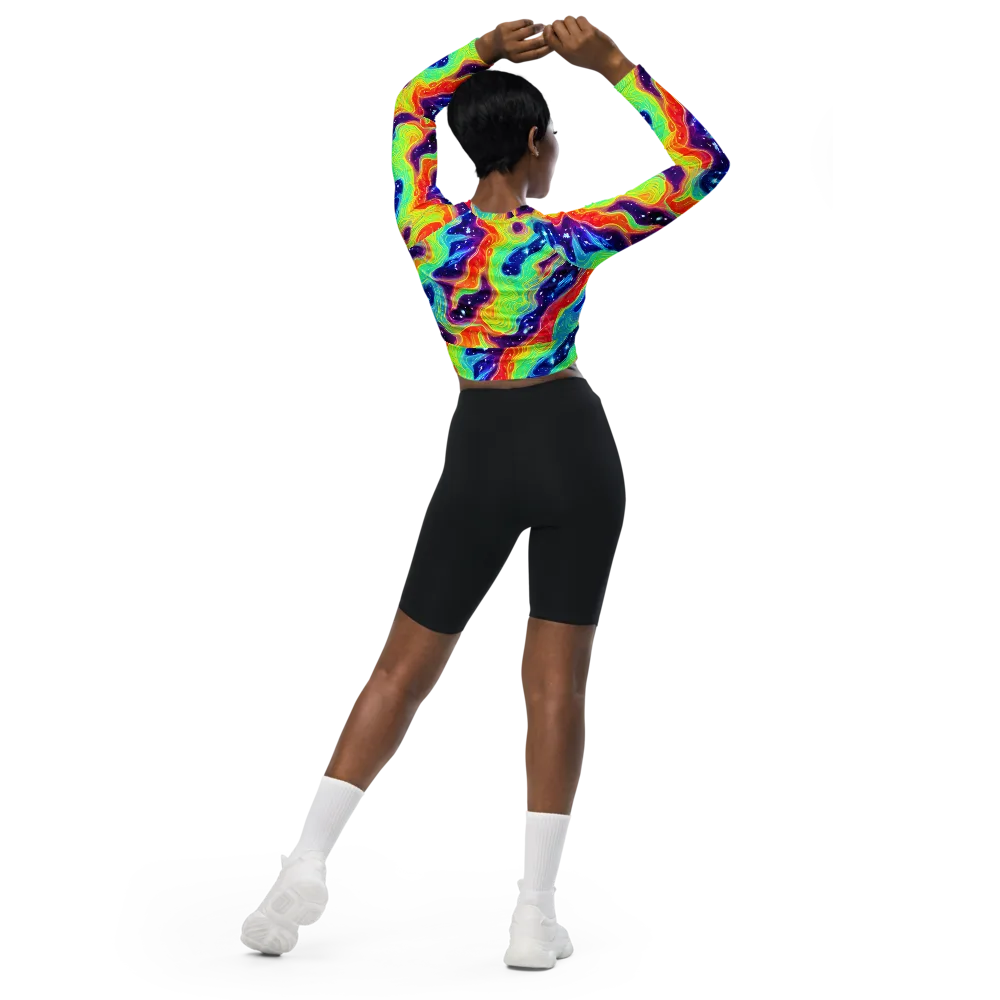 Nova Marble on Long Sleeve Crop Top — Back