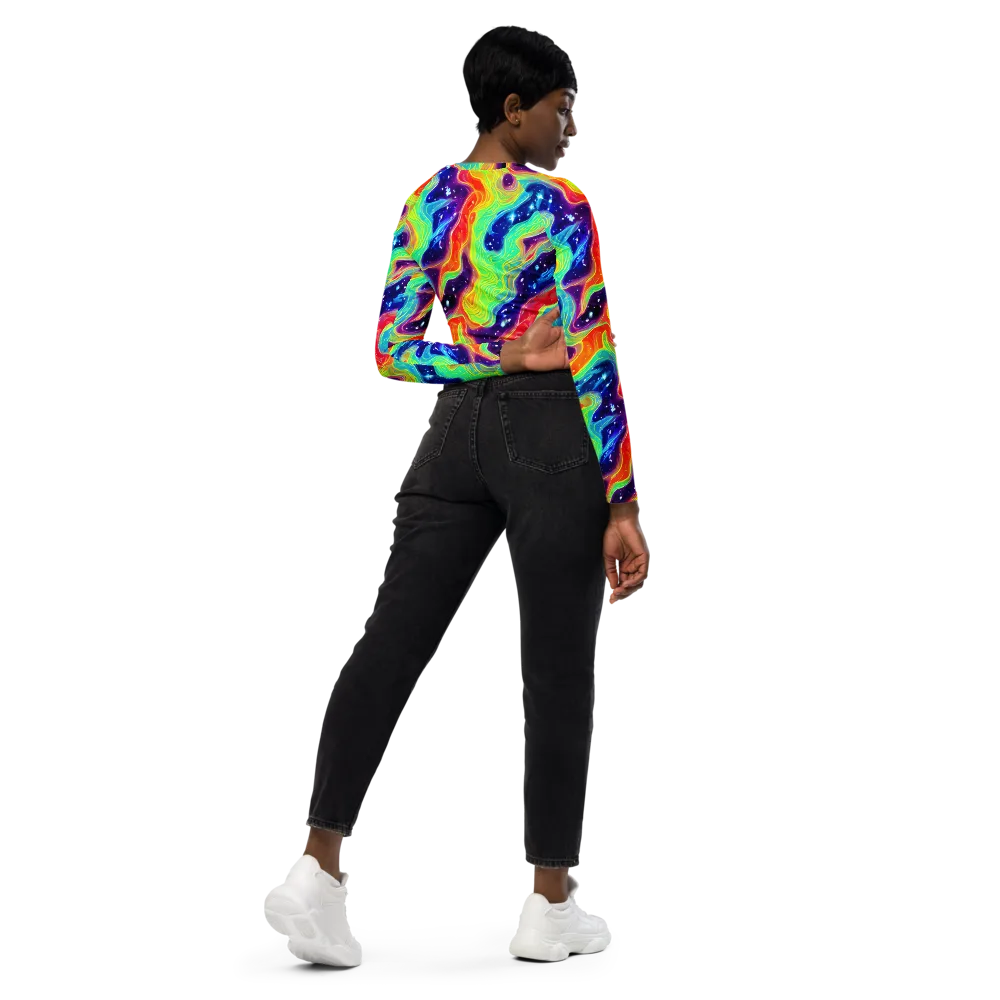 Nova Marble on Long Sleeve Crop Top — Right Back