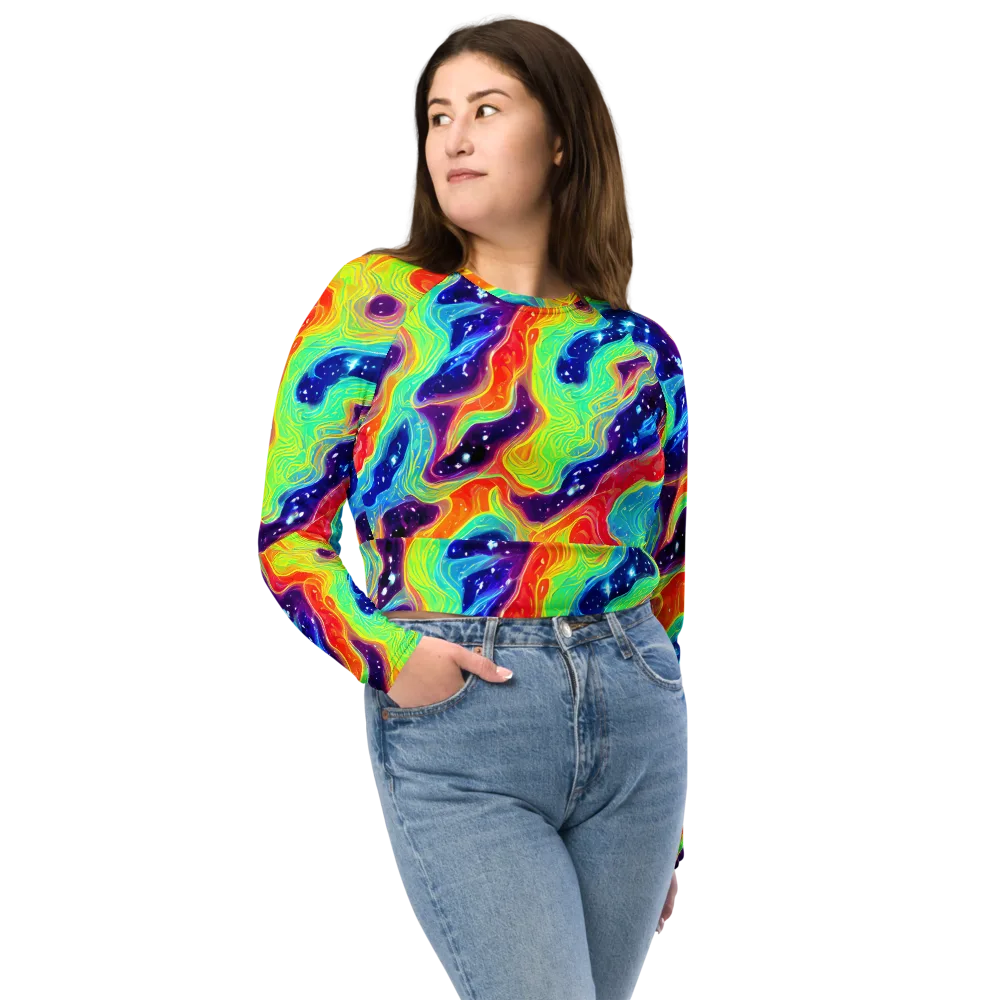 Nova Marble on Long Sleeve Crop Top — Front
