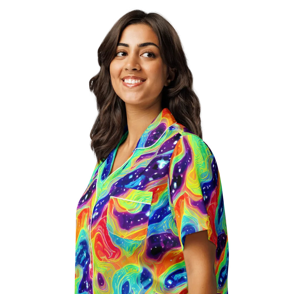 Nova Marble on Women's Short Sleeve Pajama Top — Left Front