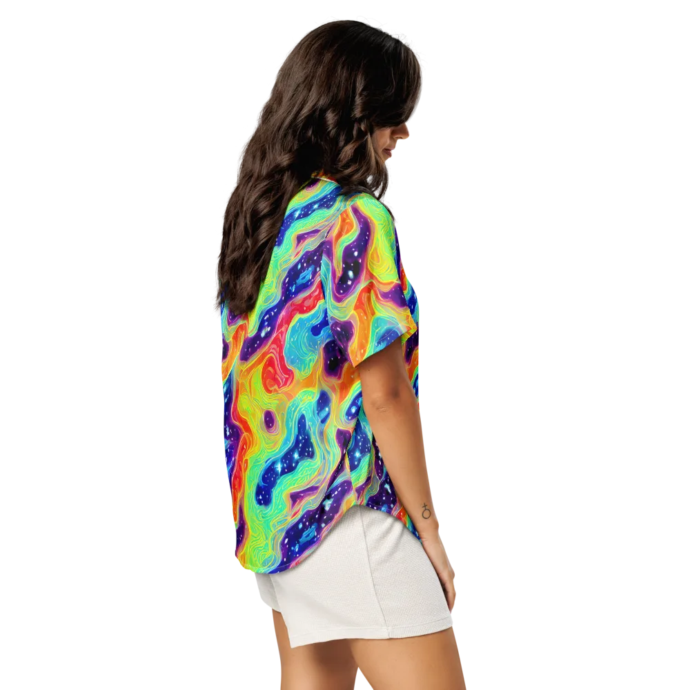 Nova Marble on Women's Short Sleeve Pajama Top — Right Back