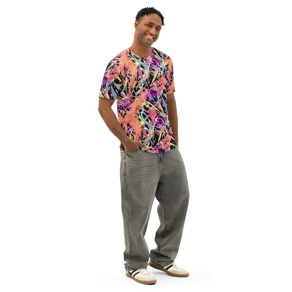 Candy Eclipse on Men's Cotton Crew Neck T-Shirt — Right Front
