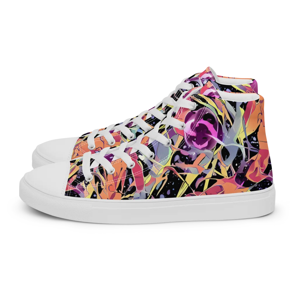 Candy Eclipse on Men's High Top Canvas Shoes — Left