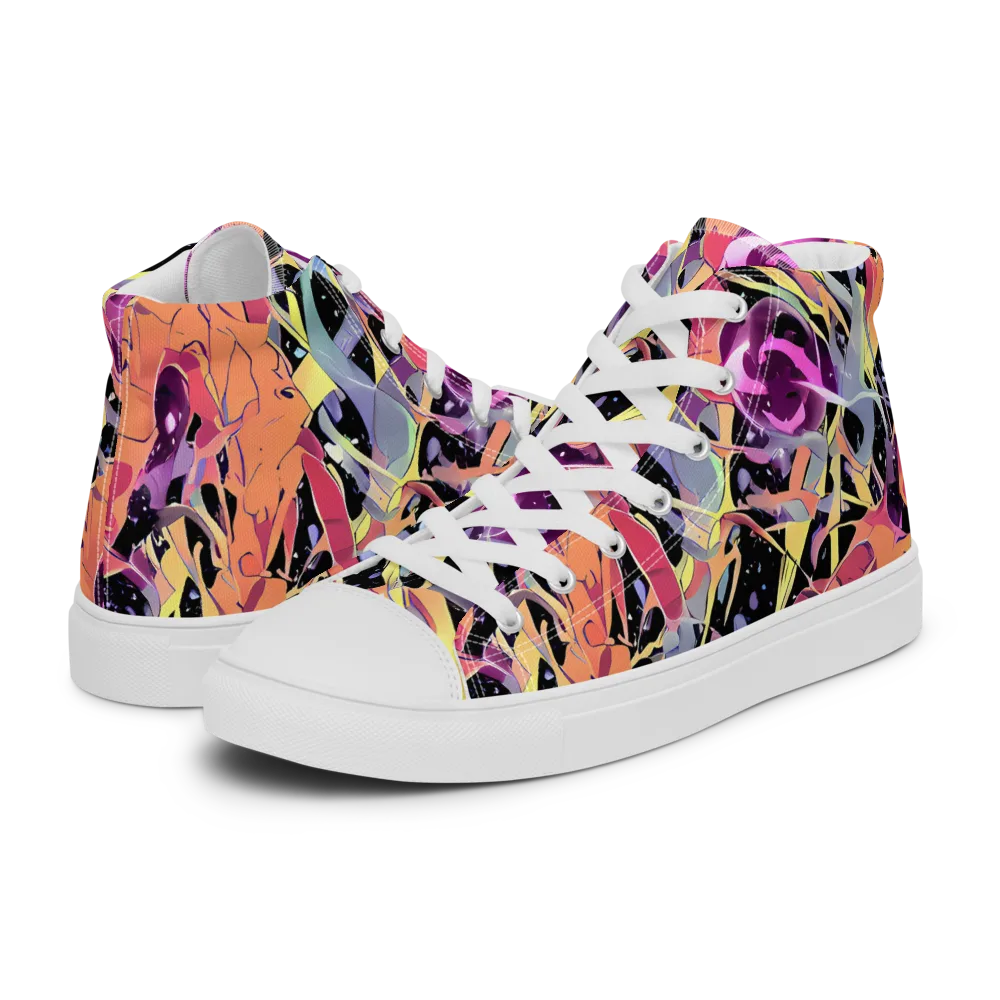 Candy Eclipse on Men's High Top Canvas Shoes — Left