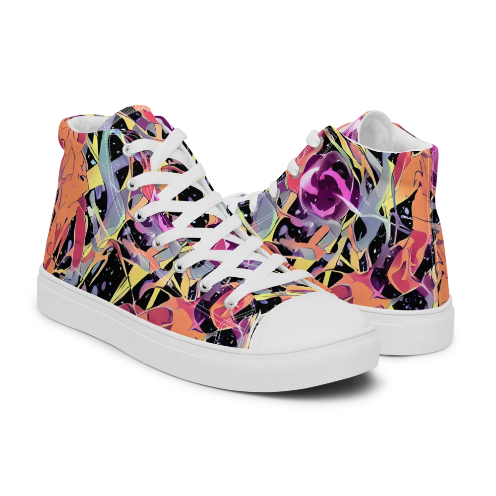 Candy Eclipse on Men's High Top Canvas Shoes — Right