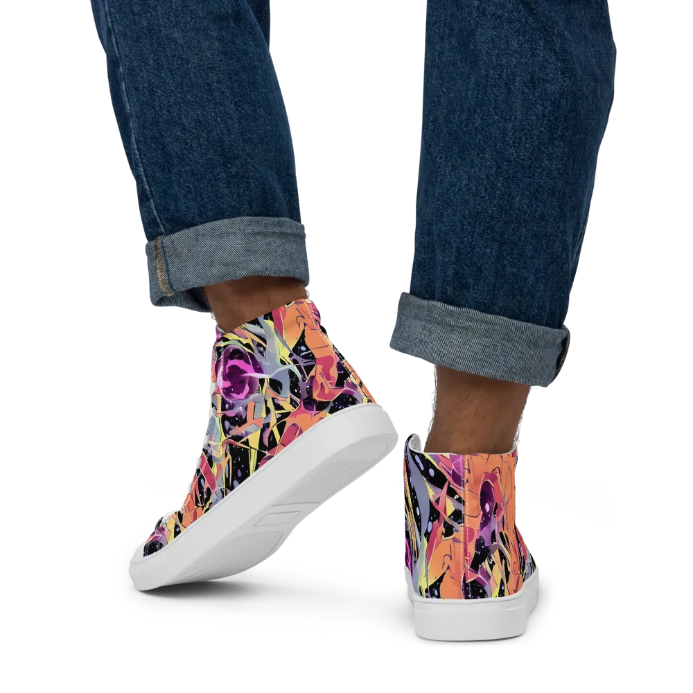 Candy Eclipse on Men's High Top Canvas Shoes — Back