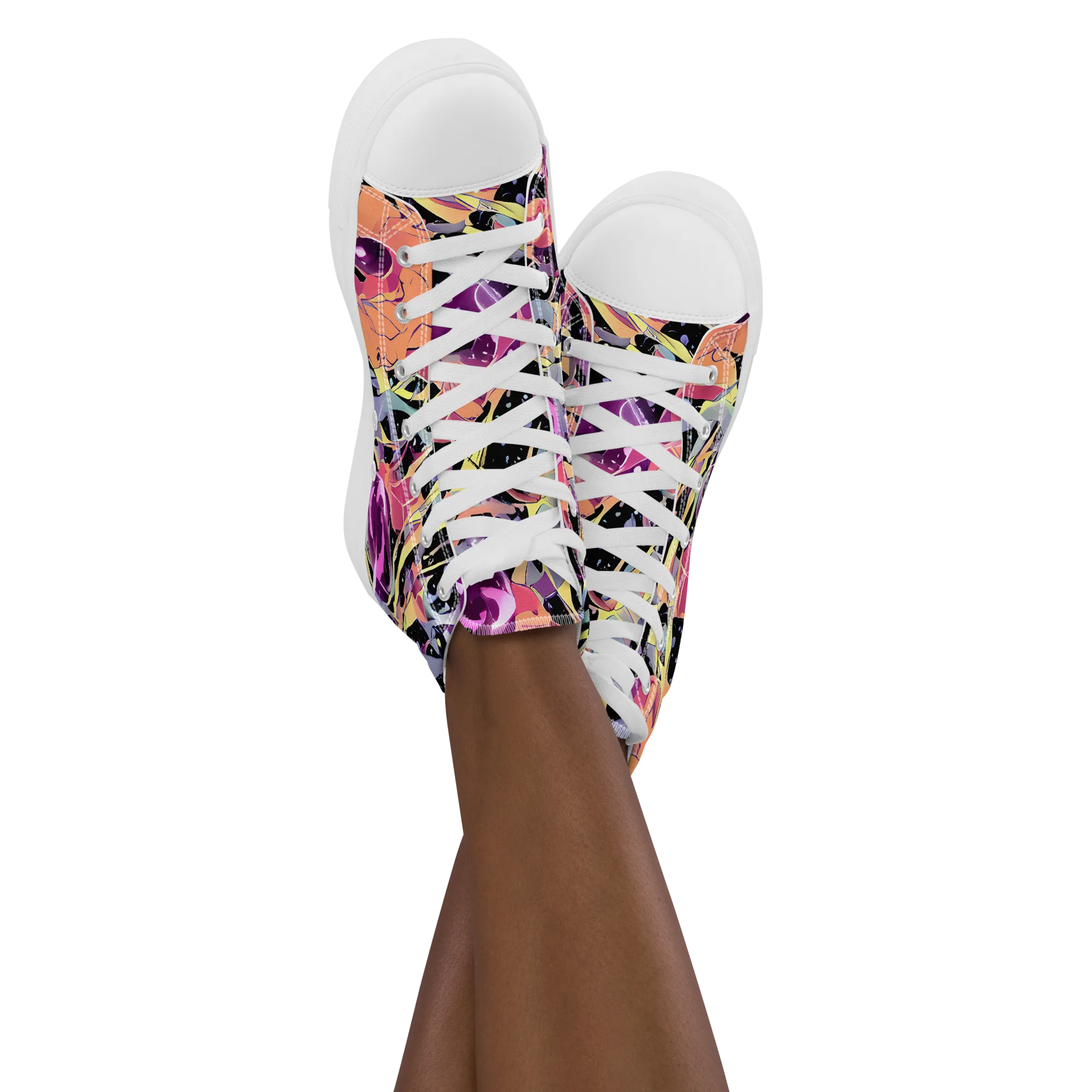 Candy Eclipse on Women's High Top Canvas Shoes — Front