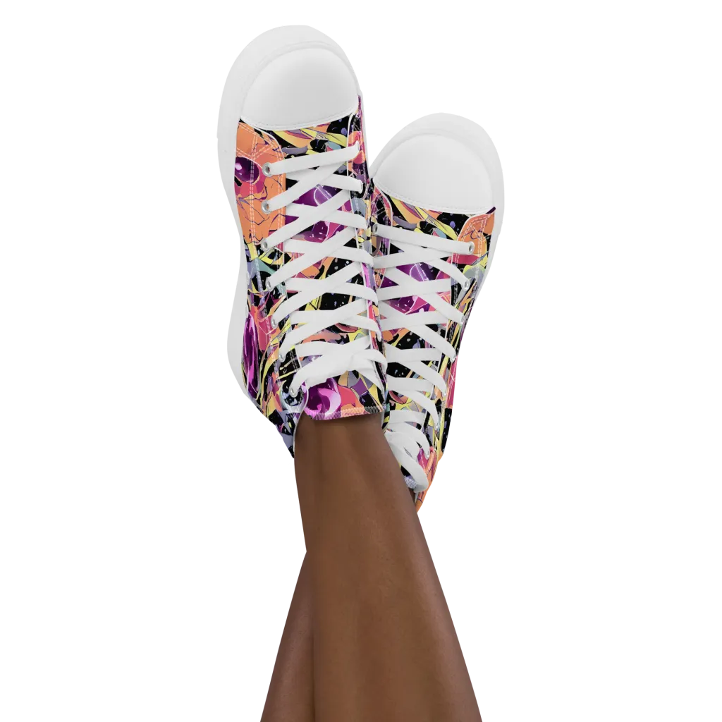 Candy Eclipse on Women's High Top Canvas Shoes — Front