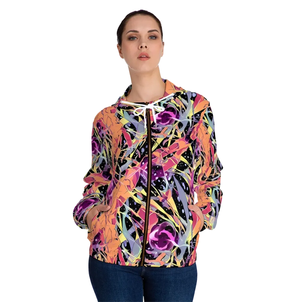 Candy Eclipse on Women's Full-Zip Hoodie — Front On Person