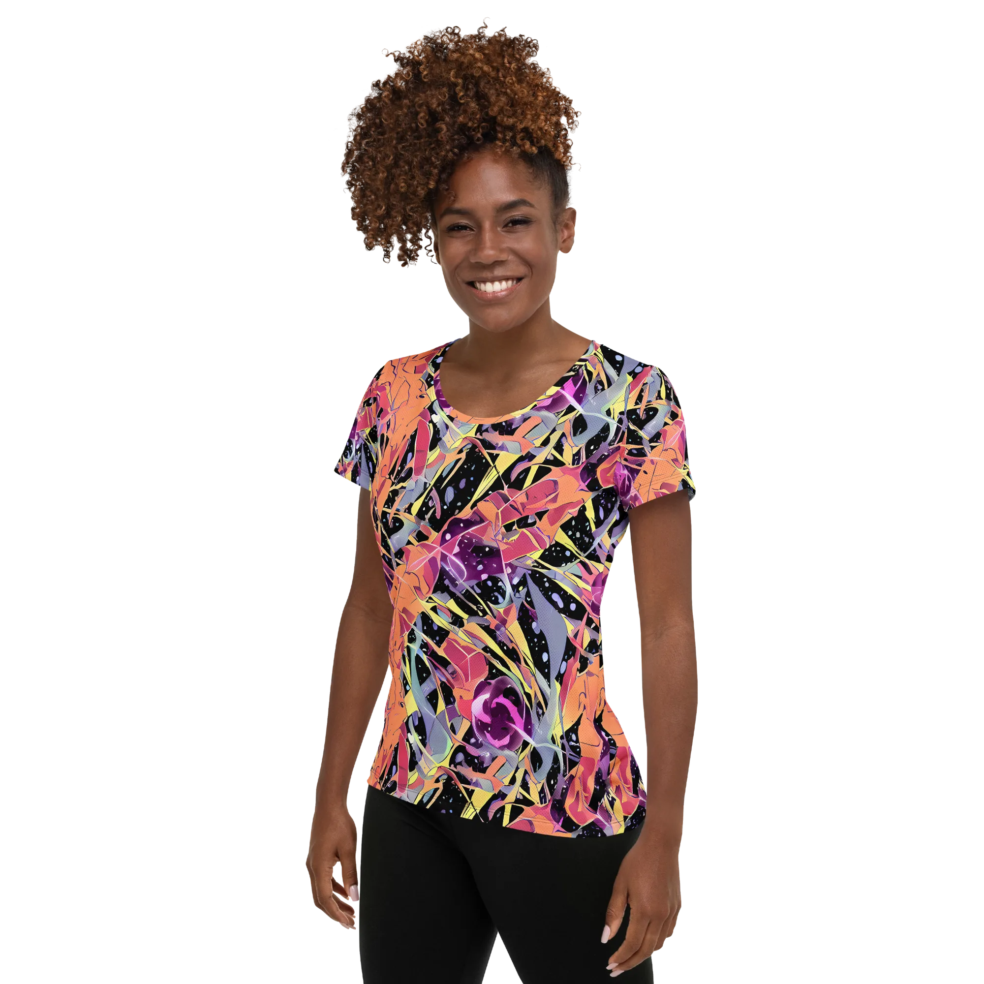 Candy Eclipse on Women's Athletic T-Shirt — Left