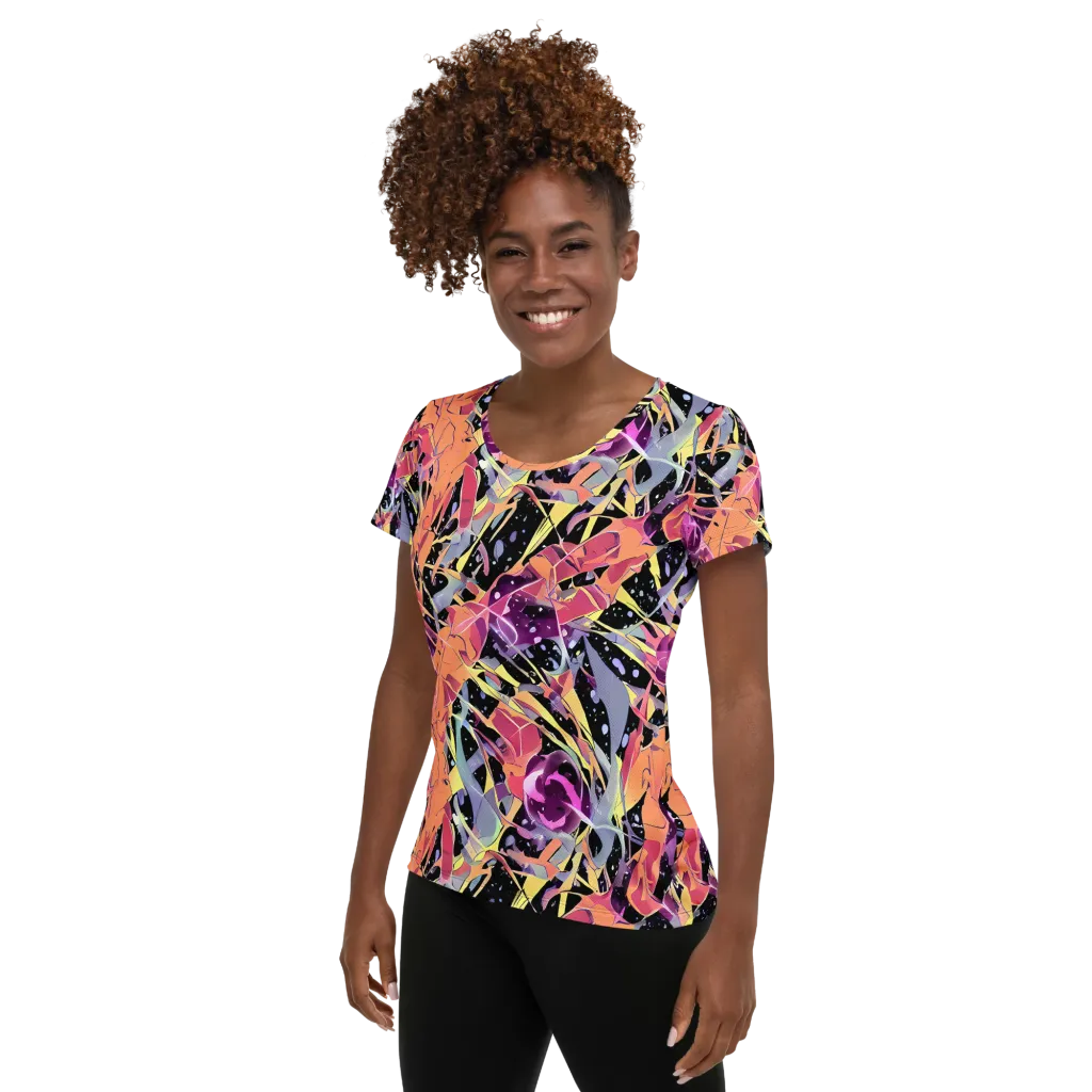 Candy Eclipse on Women's Athletic T-Shirt — Left