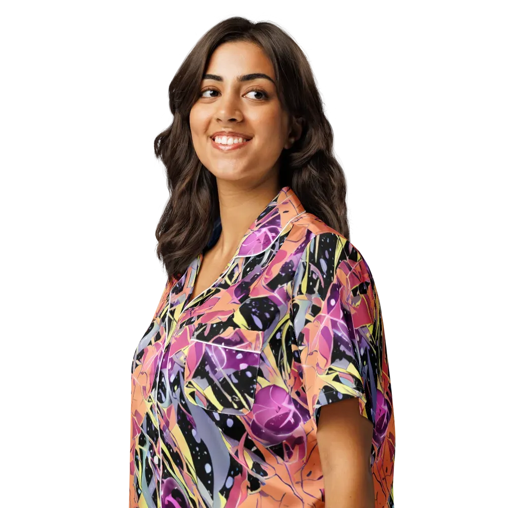 Candy Eclipse on Women's Short Sleeve Pajama Top — Left Front